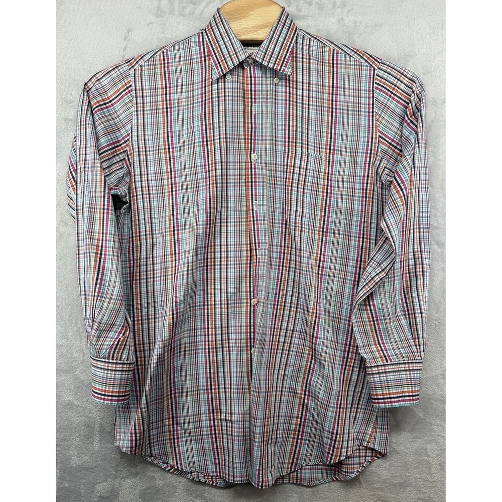 Peter Millar Long Sleeve Button Down Dress Shirt Multicolor Plaid Men's M